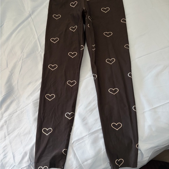 Terez Black Leggings with White Heart Print womens small